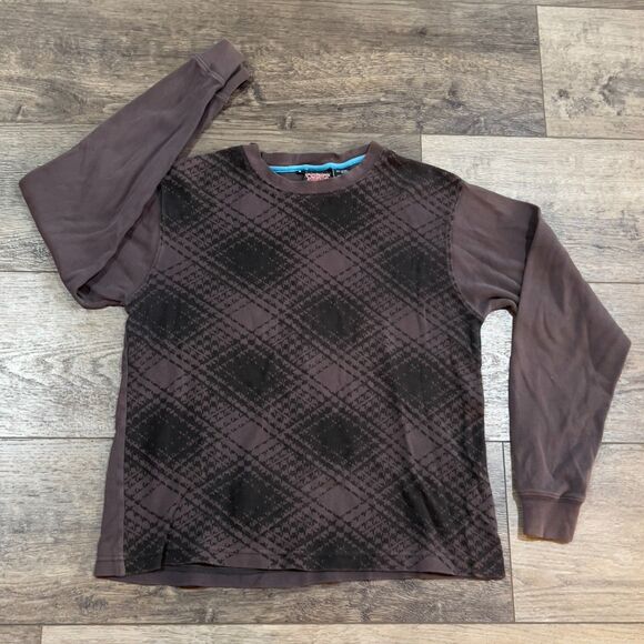 Vintage Y2K Point Zero Gray Pattern Long Sleeve Shirt Youth Boys Size Small - Picture 1 of 5